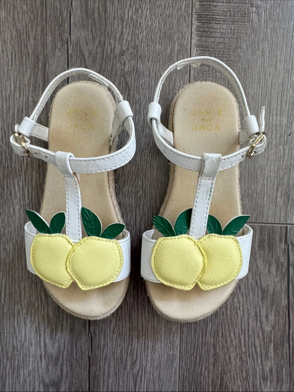 Janie and Jack Lemon Sandal - White Strap with Yellow Lemon Appliqués